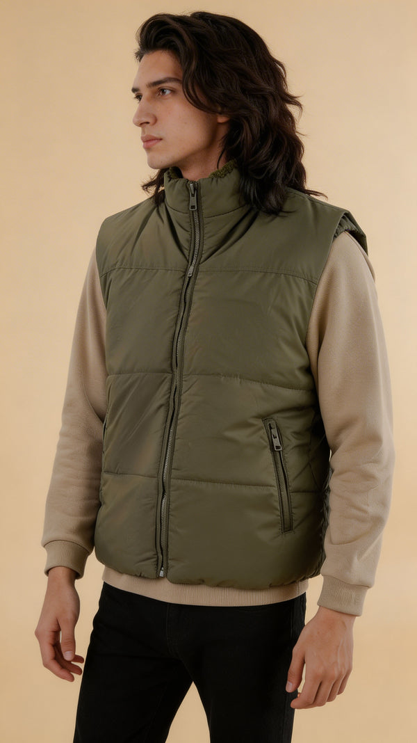 Men's Olive Puffer Jacket — Bosley