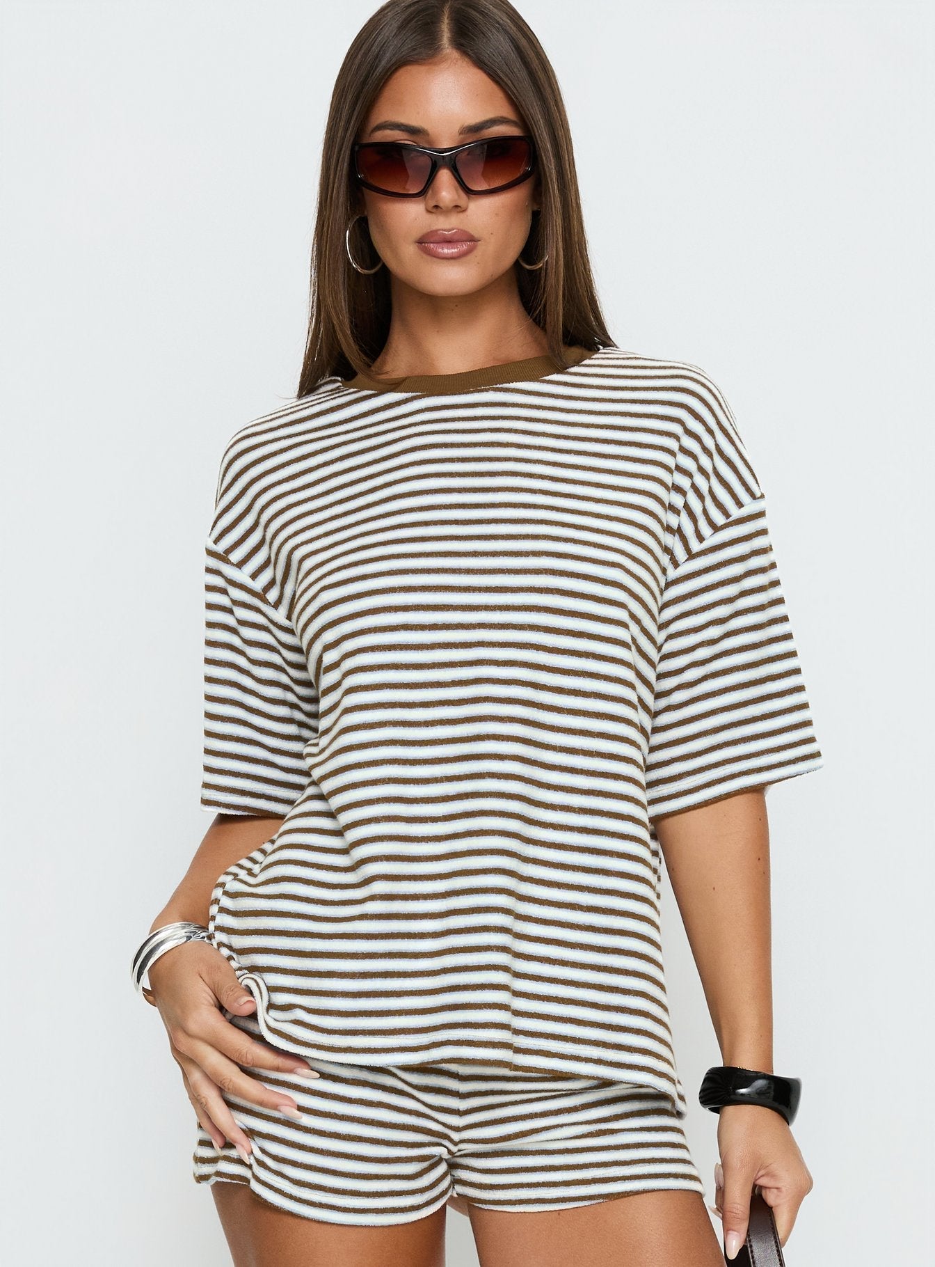 Terry Towelling Oversized Tee — Multi Stripe