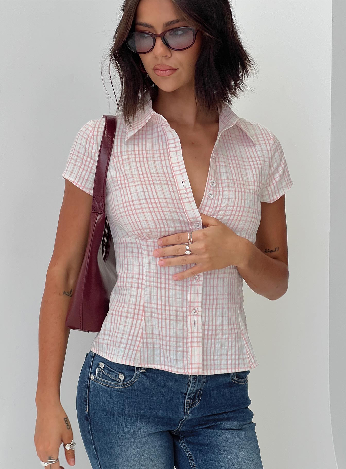 Pink Check Blouse