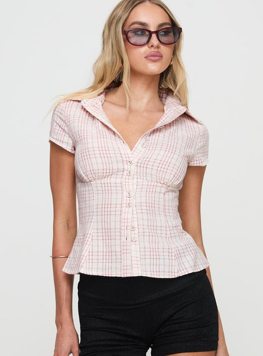 Pink Check Blouse