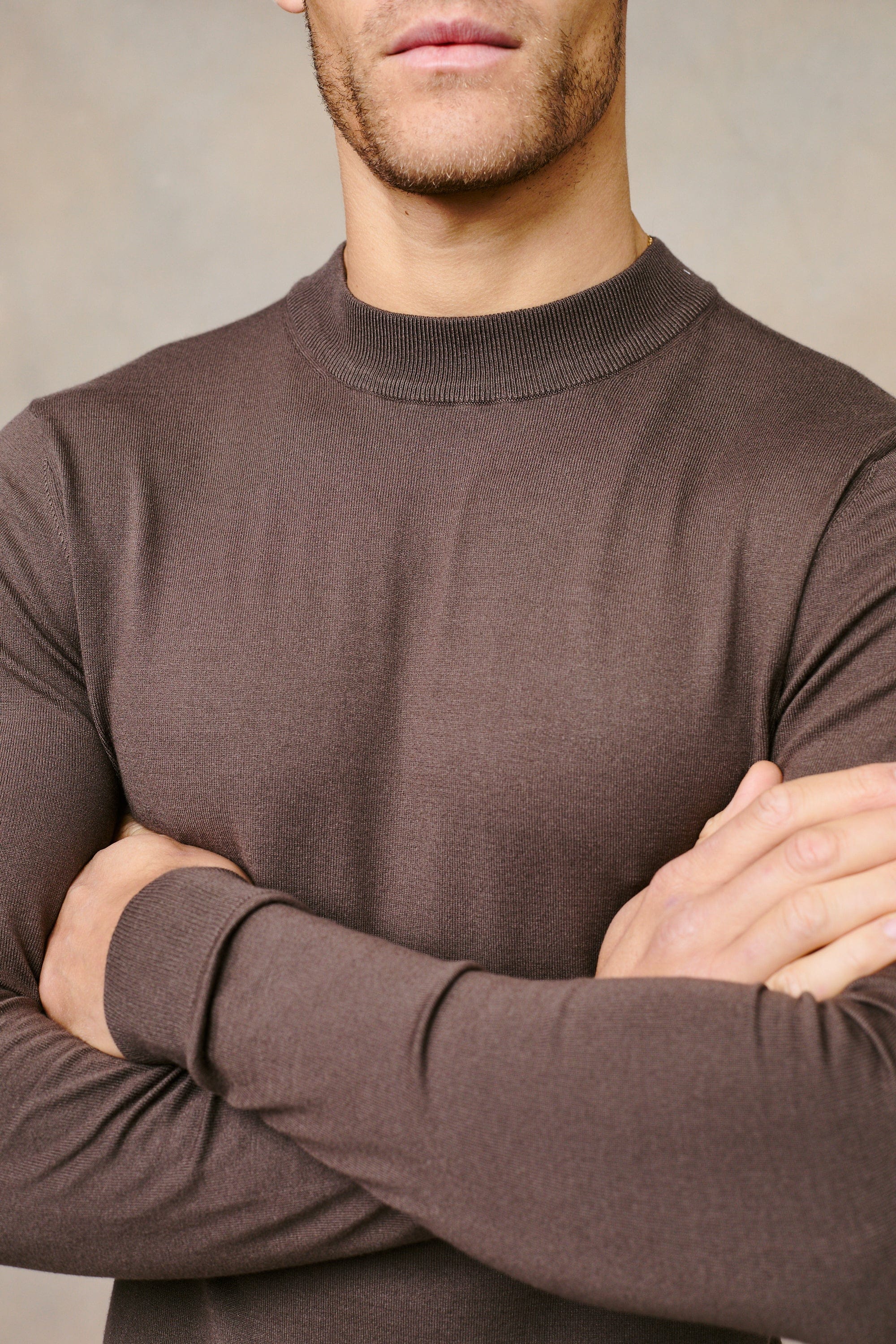 Brown Noah Lightweight Crew Neck Sweater