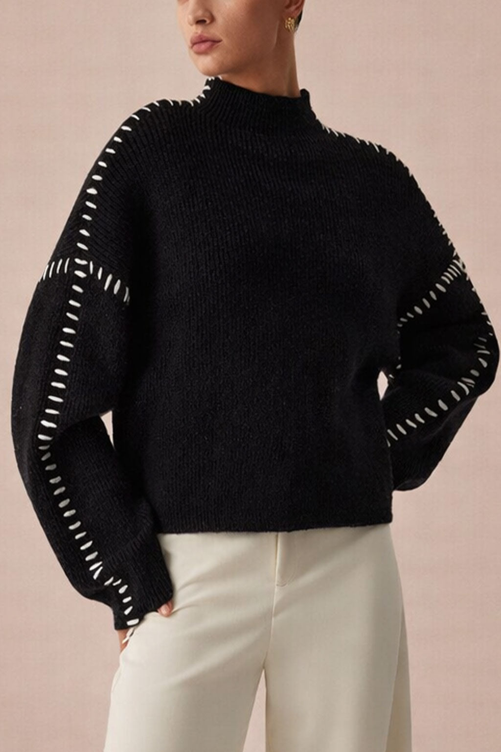 Alma Oversized Turtleneck Sweater - Cozy Knit