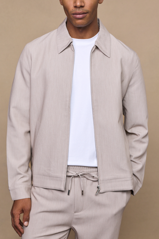 Emilio Oatmeal Marl Zip-Up Jacket