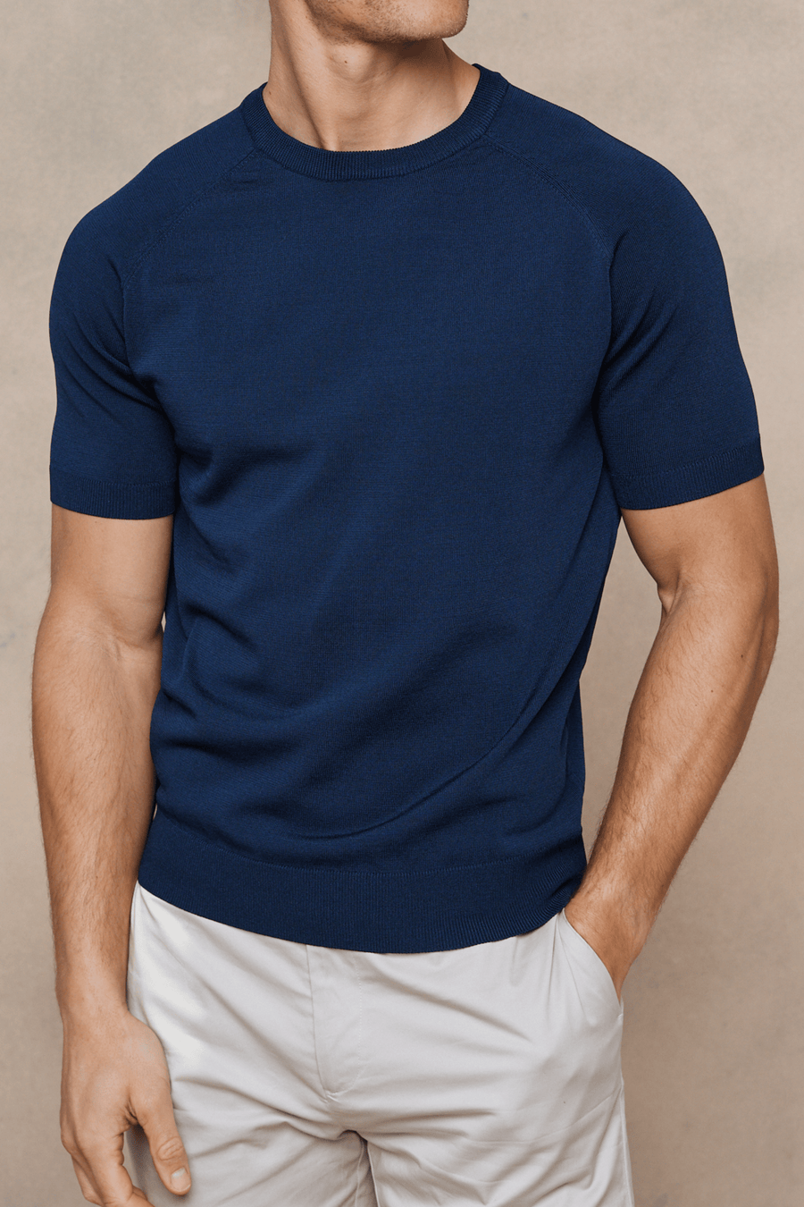 Midnight Blue Riera Knit Crew Neck Tee
