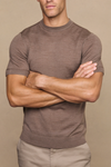 Cedric Brown Marl Fine Knit T-Shirt