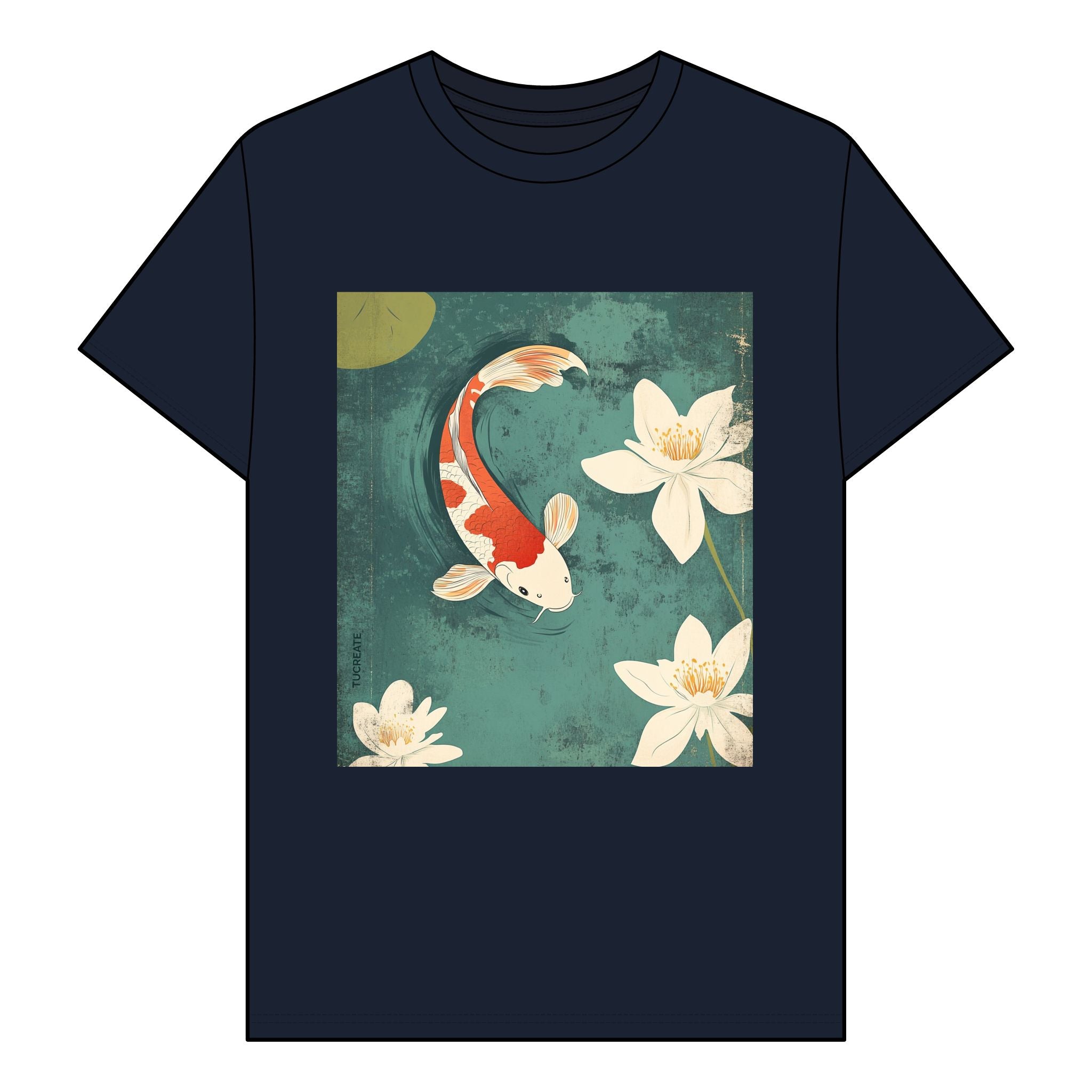 Koi Zen Organic T-Shirt Navy Blue