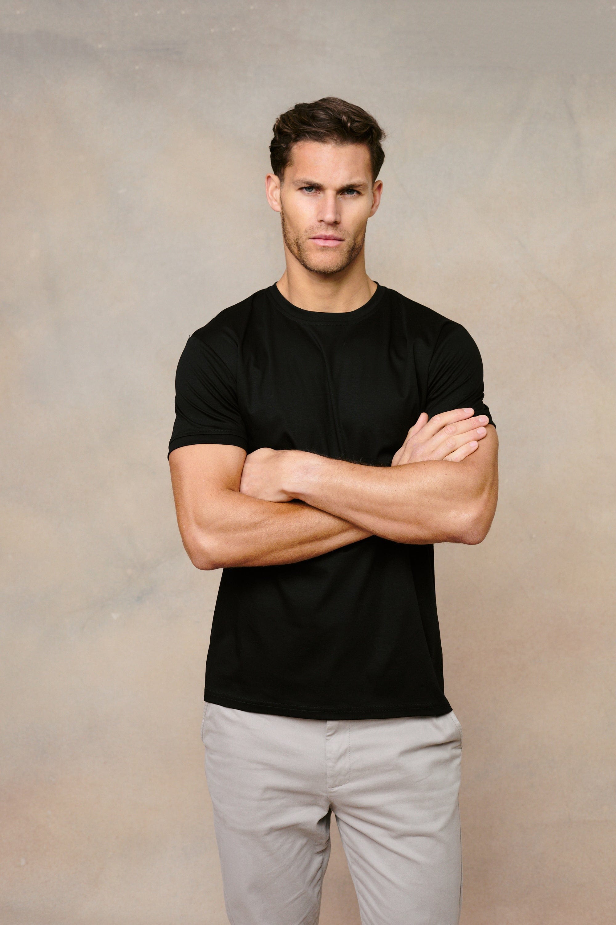 Premium Mercerized Cotton Black T-Shirt | Slim Fit Crew Neck Tee