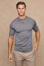 Cedric Grey Marl Fine Knit T-Shirt 2