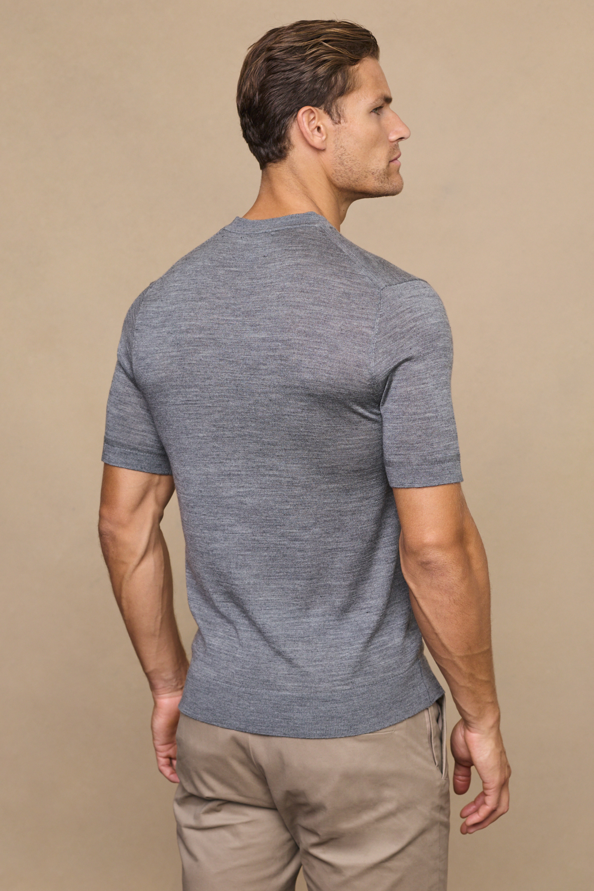 Cedric Grey Marl Fine Knit T-Shirt