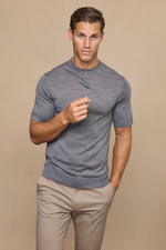 Cedric Grey Marl Fine Knit T-Shirt 4