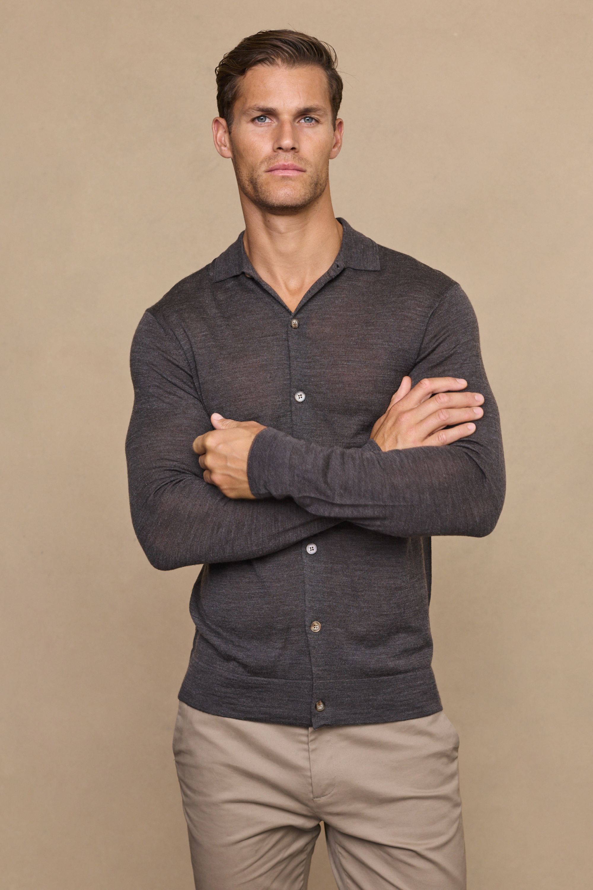 Charcoal Marl Edgar Fine Knit Shirt