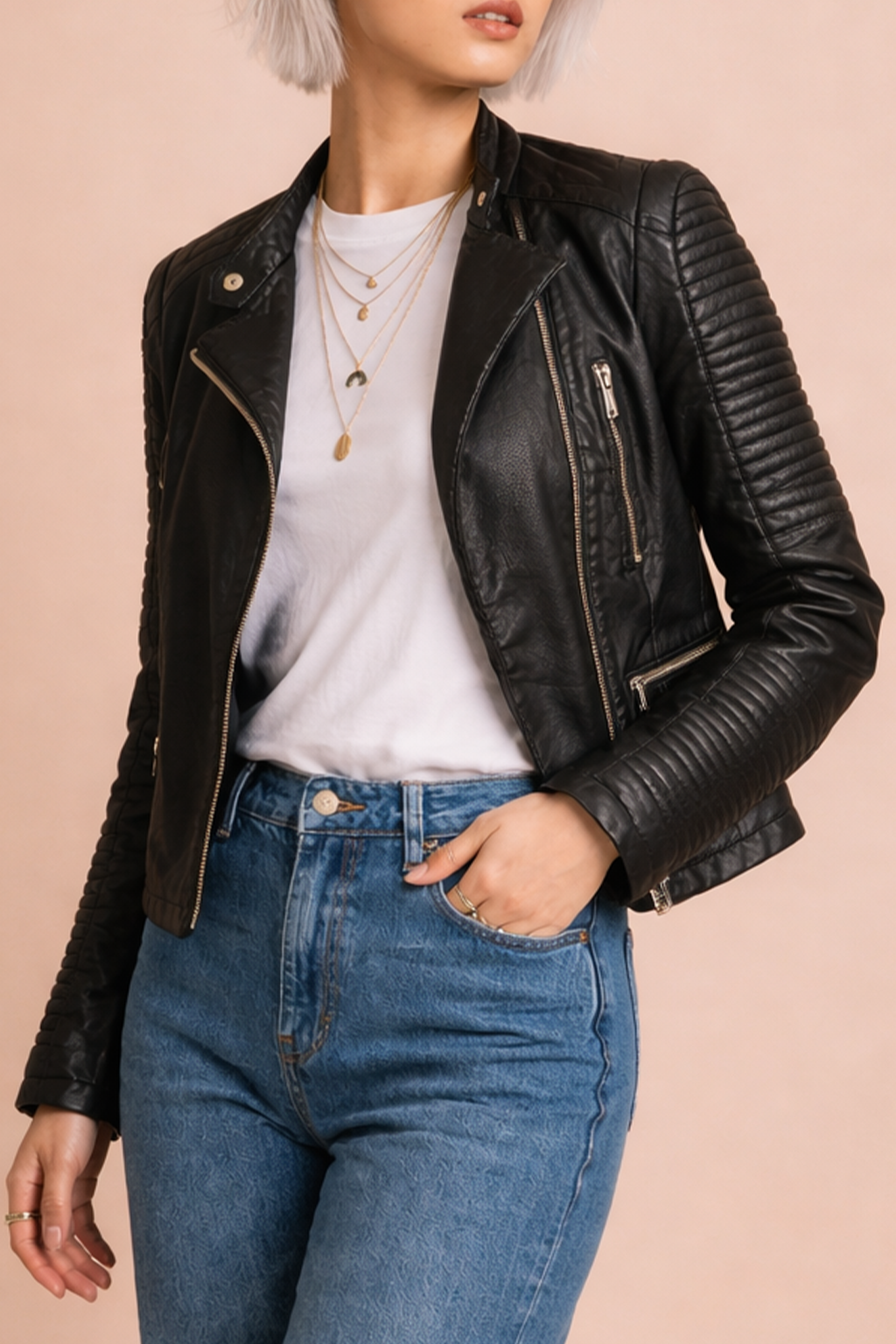 Deliane Leather Jacket - Black