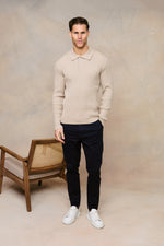 Men's Beige Knit Polo 5