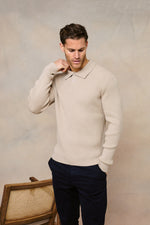 Men's Beige Knit Polo 7