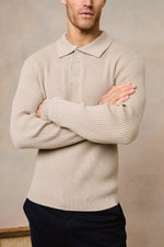 Men's Beige Knit Polo 3