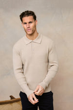 Men's Beige Knit Polo 4