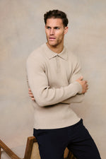 Men's Beige Knit Polo 6