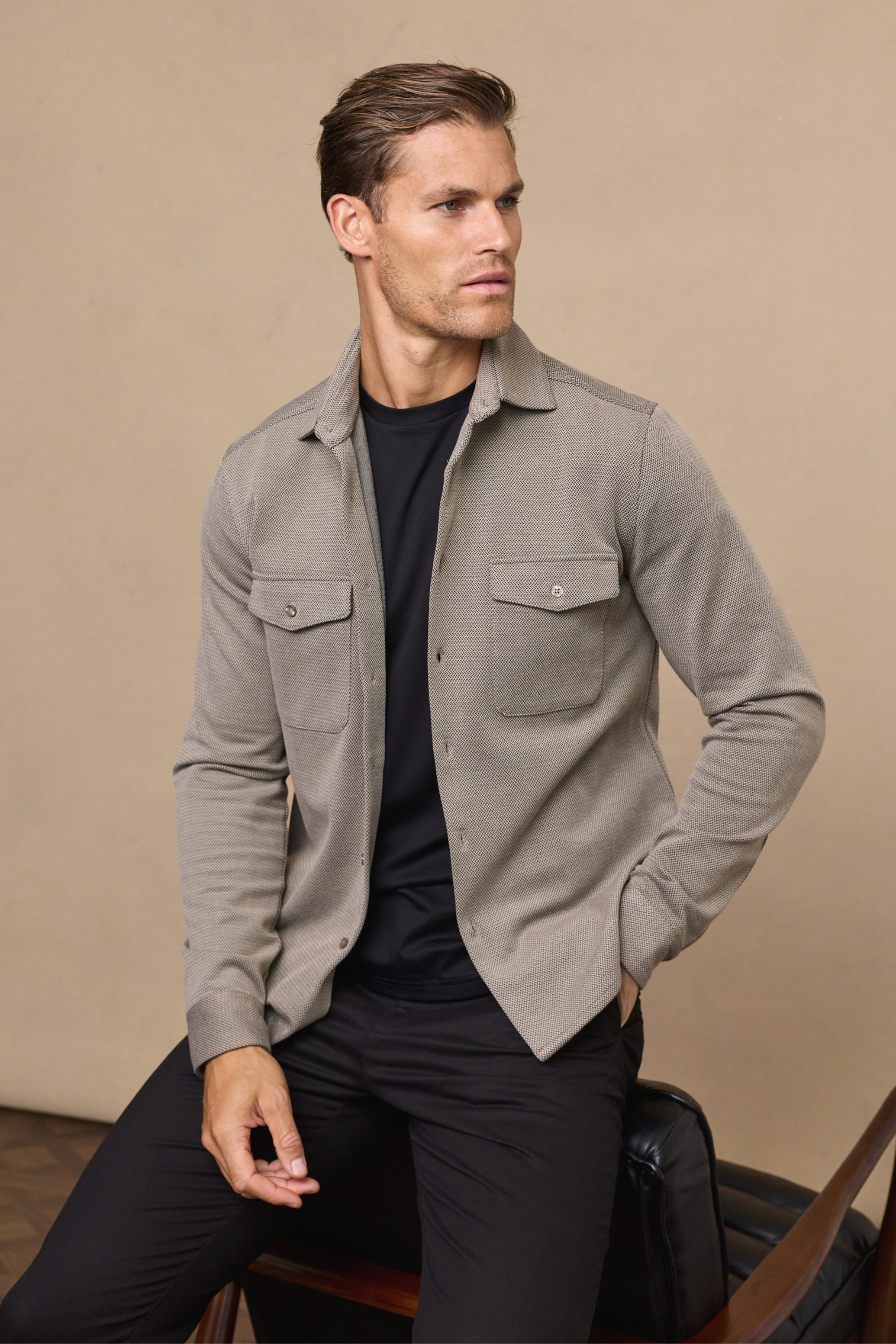 Men's Beige Overshirt
