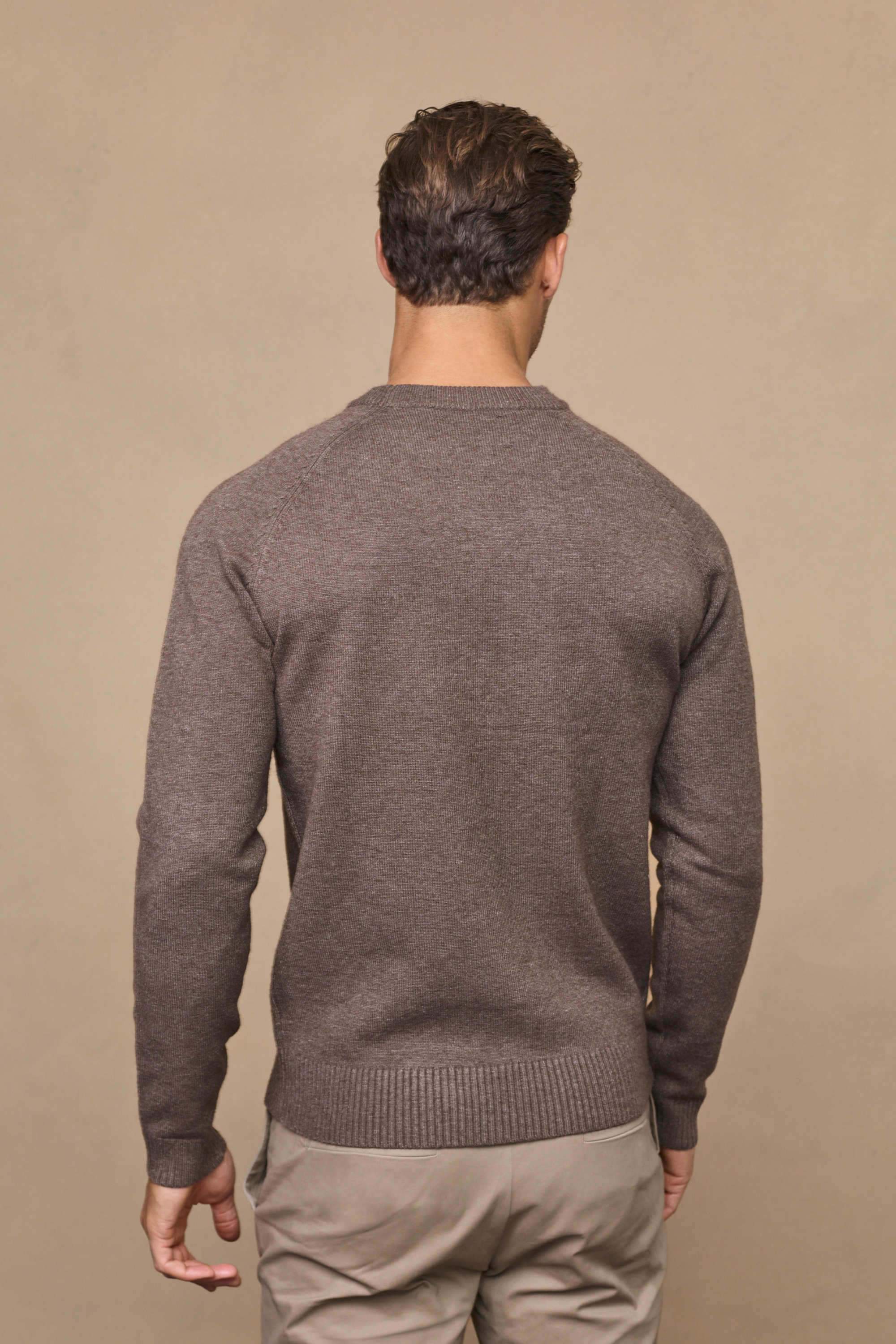 Lando Brown Marl Crew Neck Knit Sweater