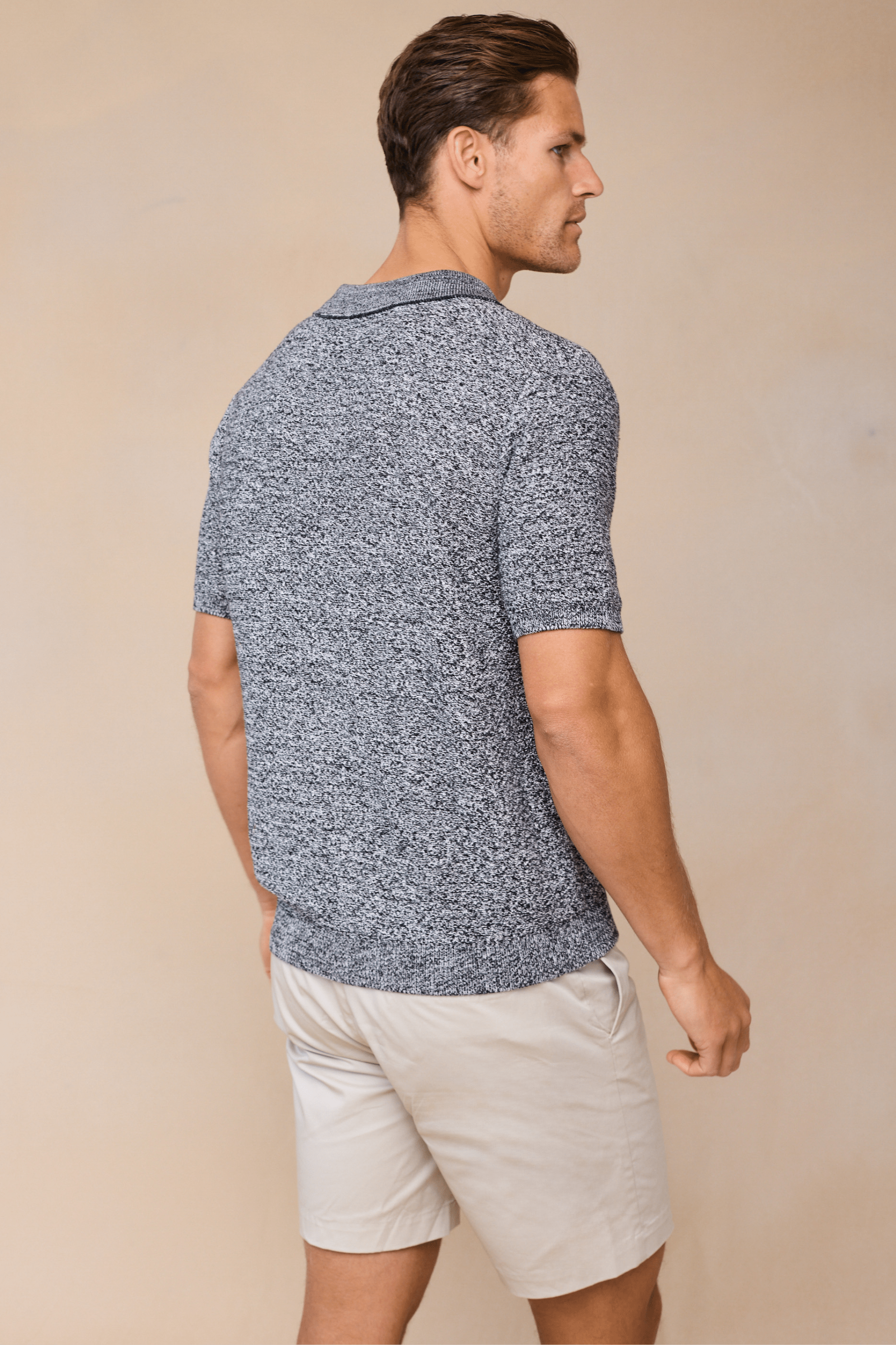 Grey Marl Cotton Knit Polo by Rapha