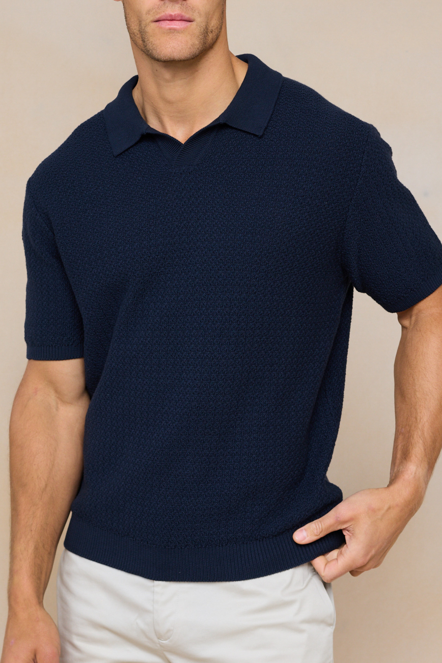 Navy Cotton Knit Polo by Rapha