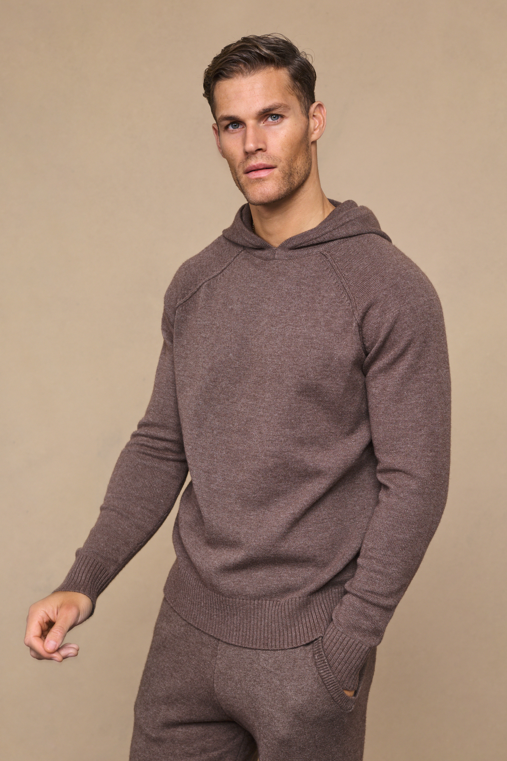 Brown Marl Rowan Knit Hoodie