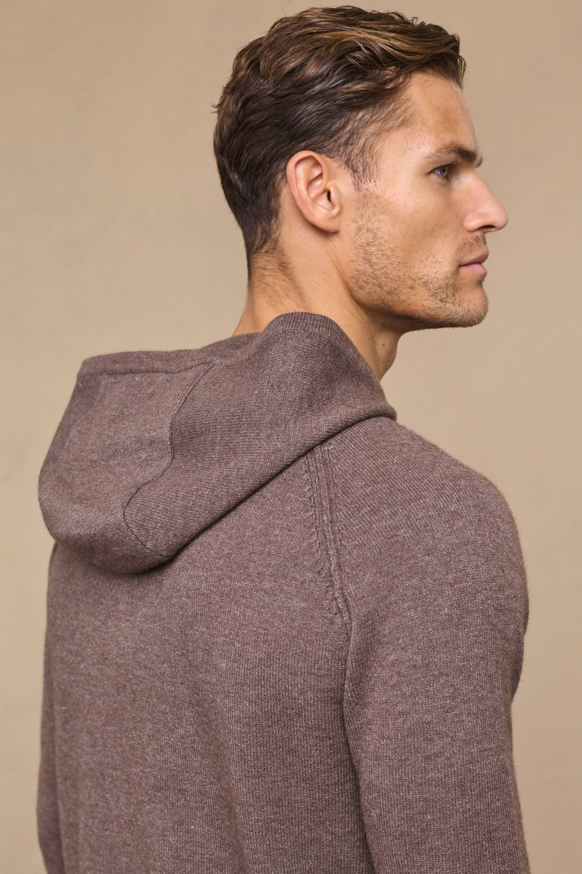 Brown Marl Rowan Knit Hoodie