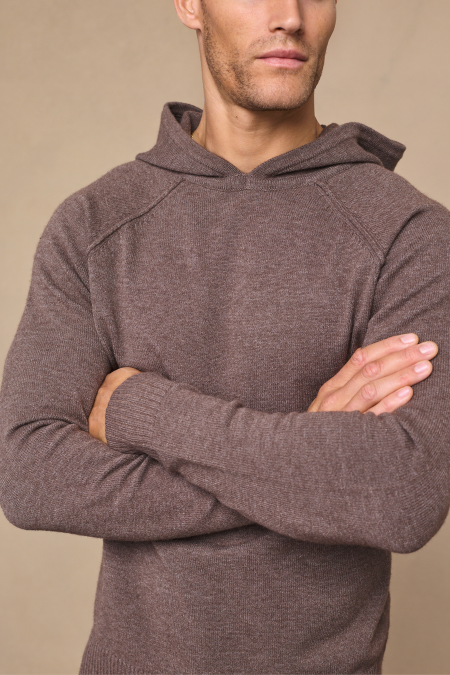Brown Marl Rowan Knit Hoodie