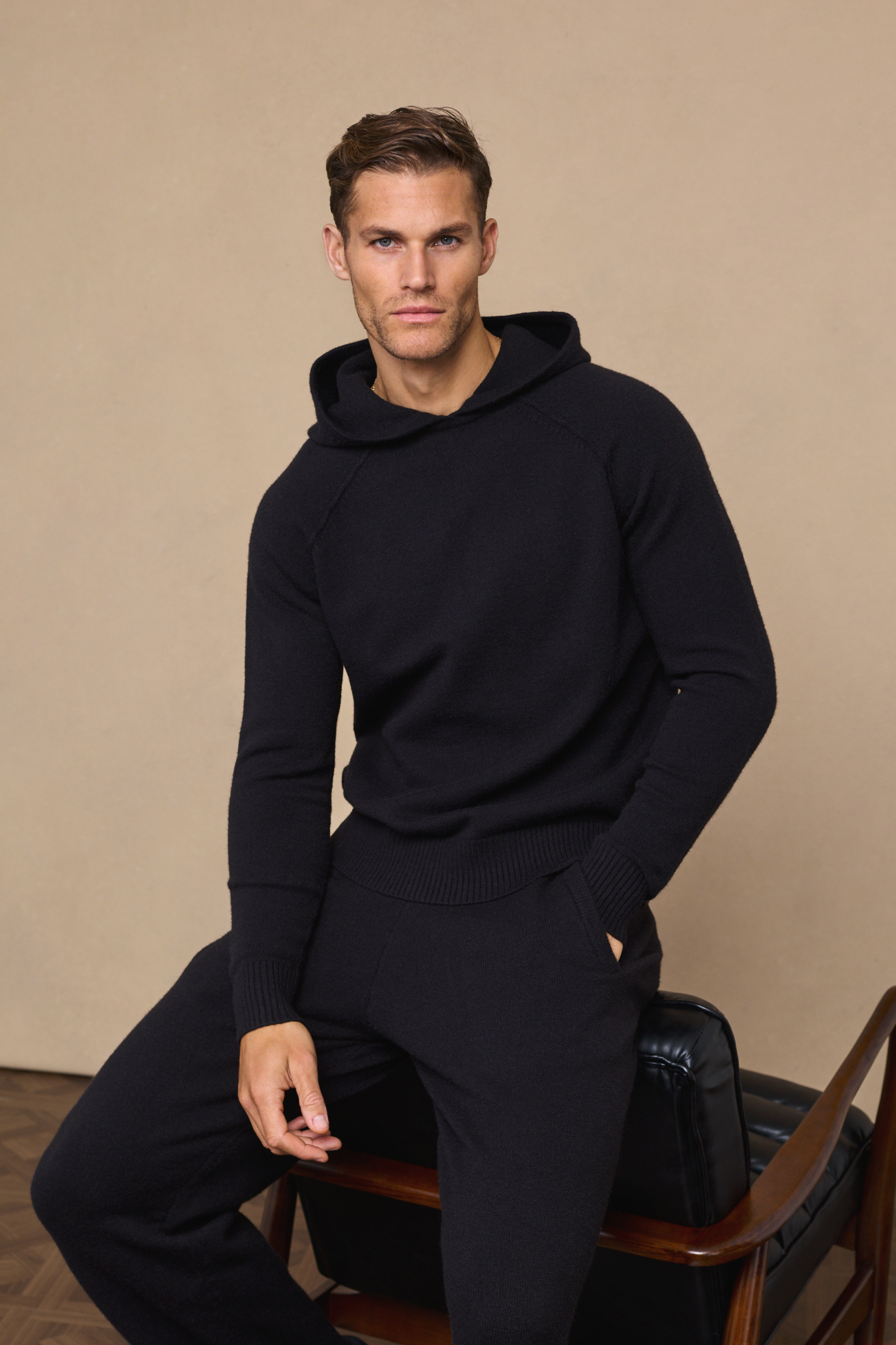 Black Rowan Knit Hoodie