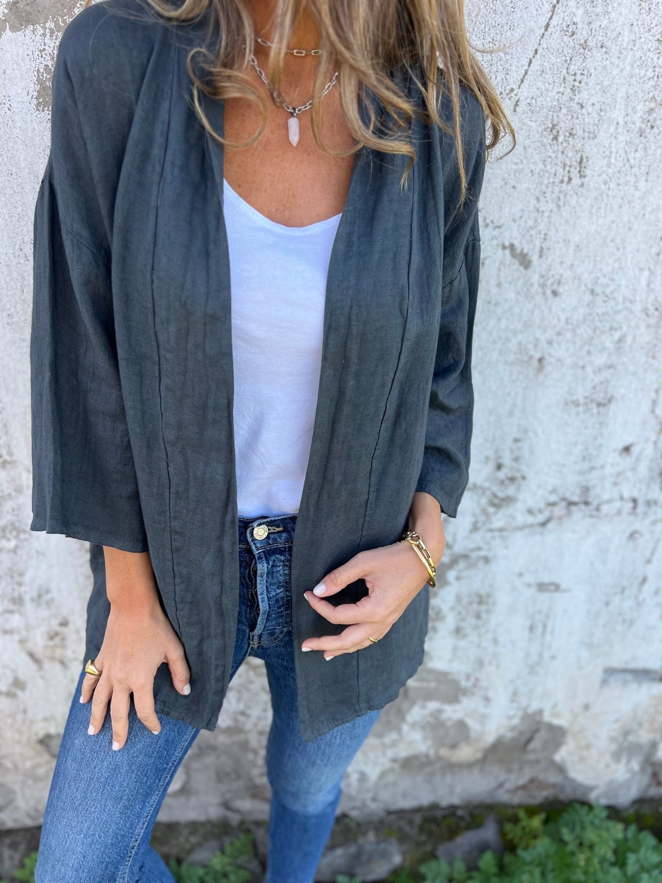 Ruffled Linen Vest