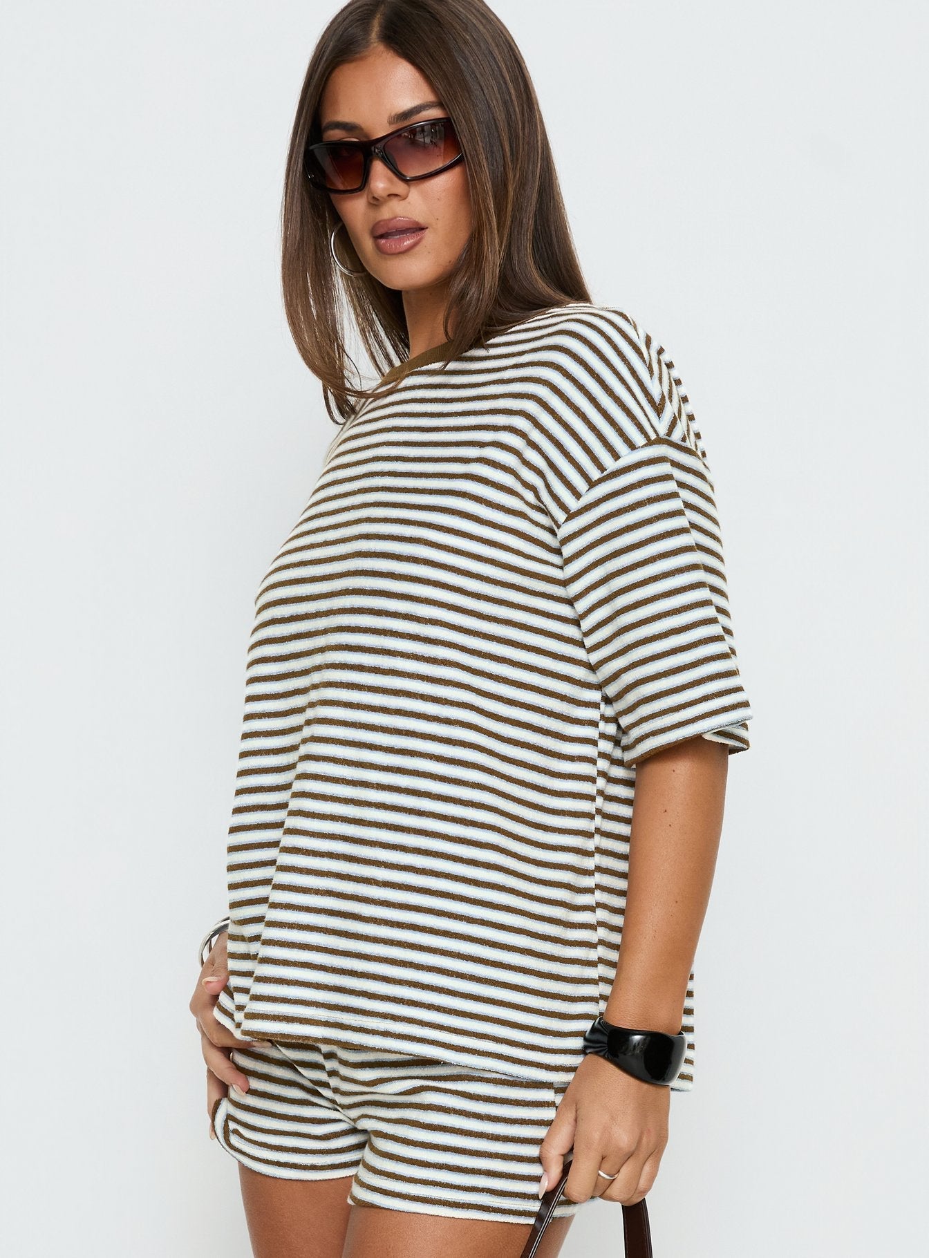 Terry Towelling Oversized Tee — Multi Stripe