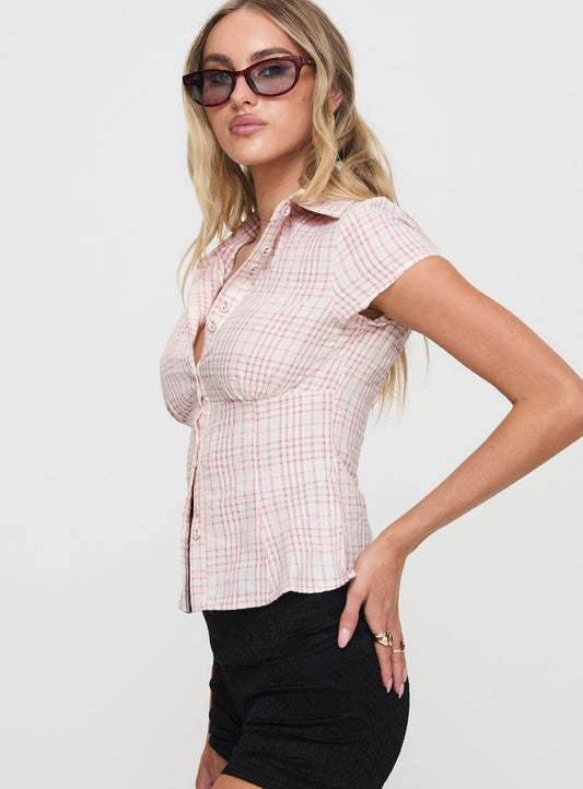 Pink Check Blouse