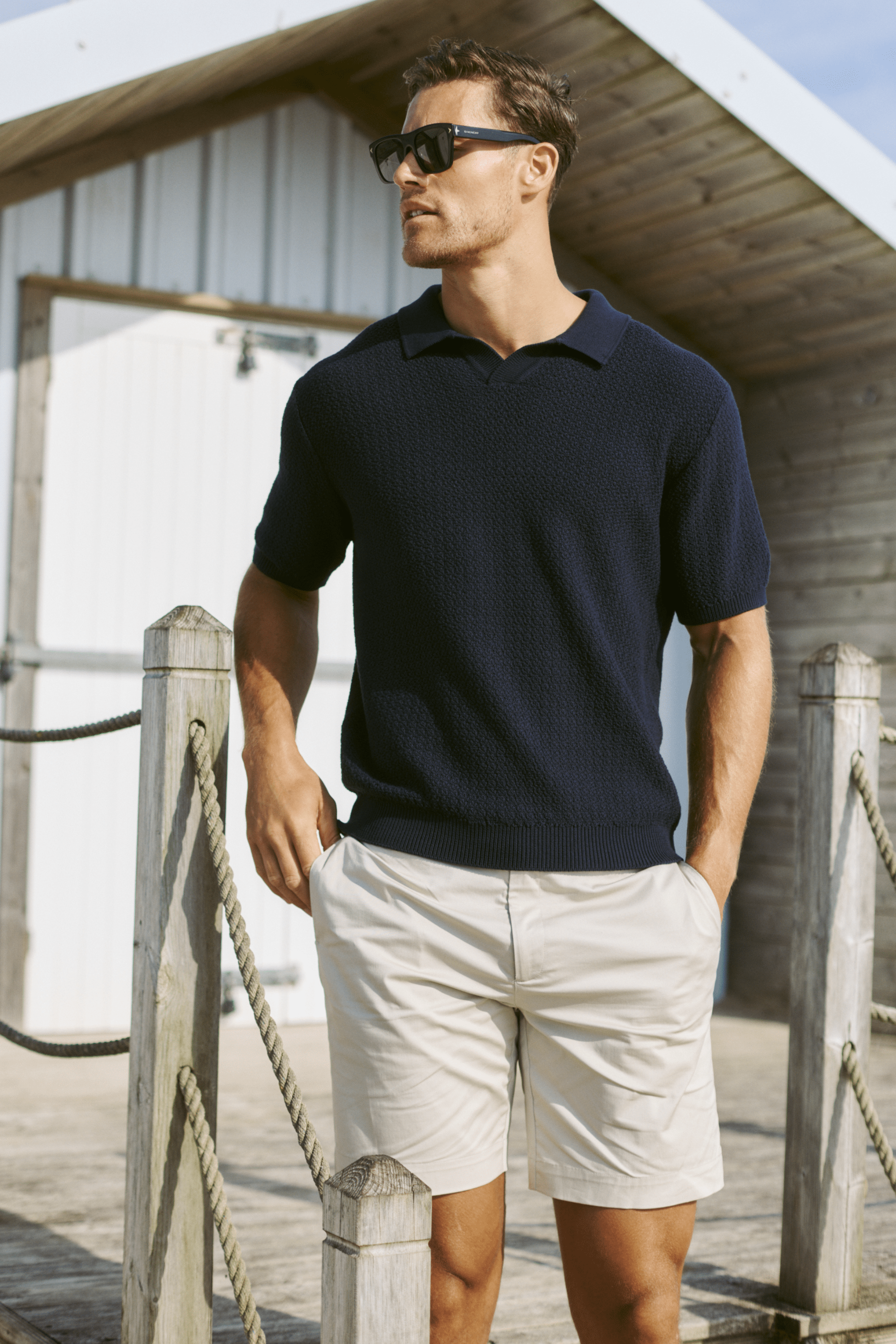 Navy Cotton Knit Polo by Rapha