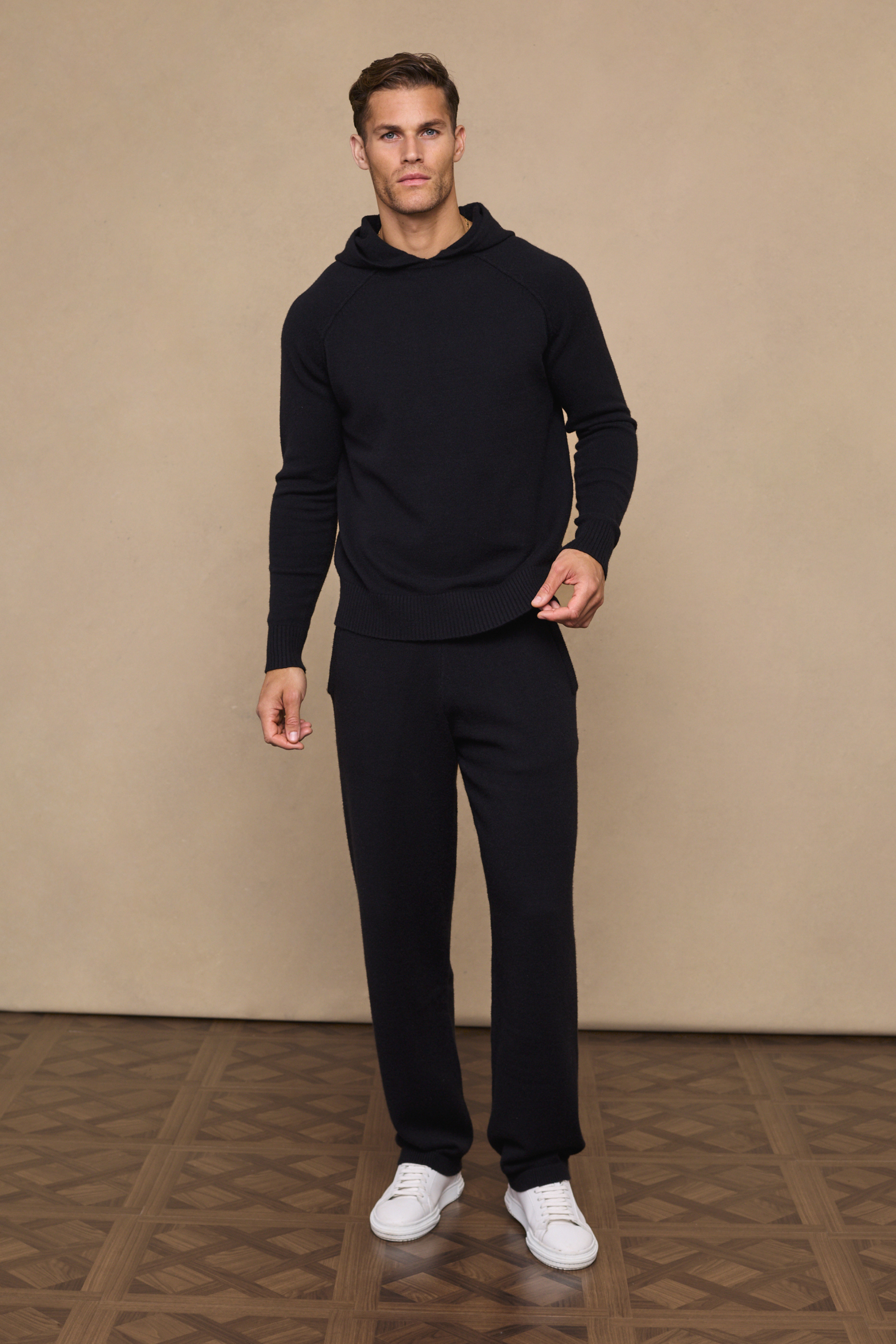 Black Rowan Knit Hoodie