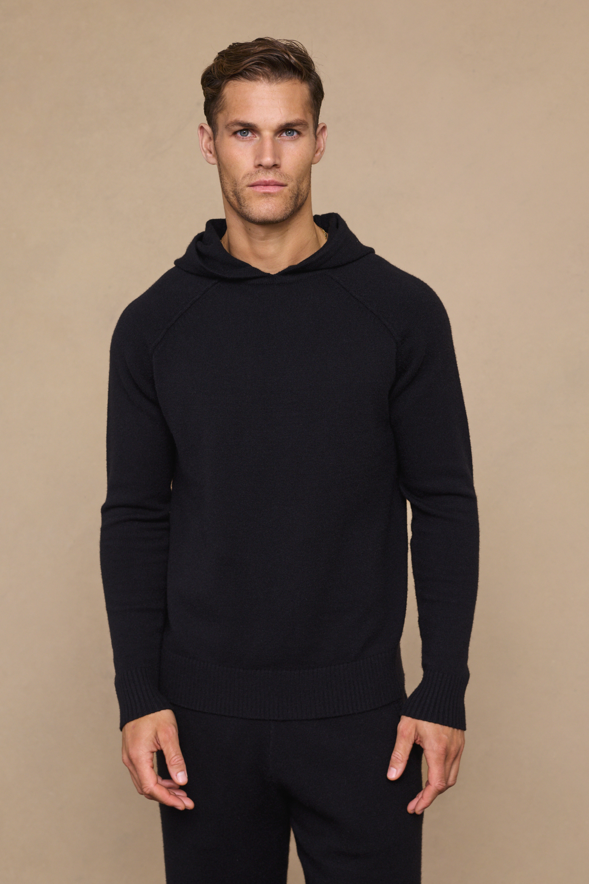 Black Rowan Knit Hoodie