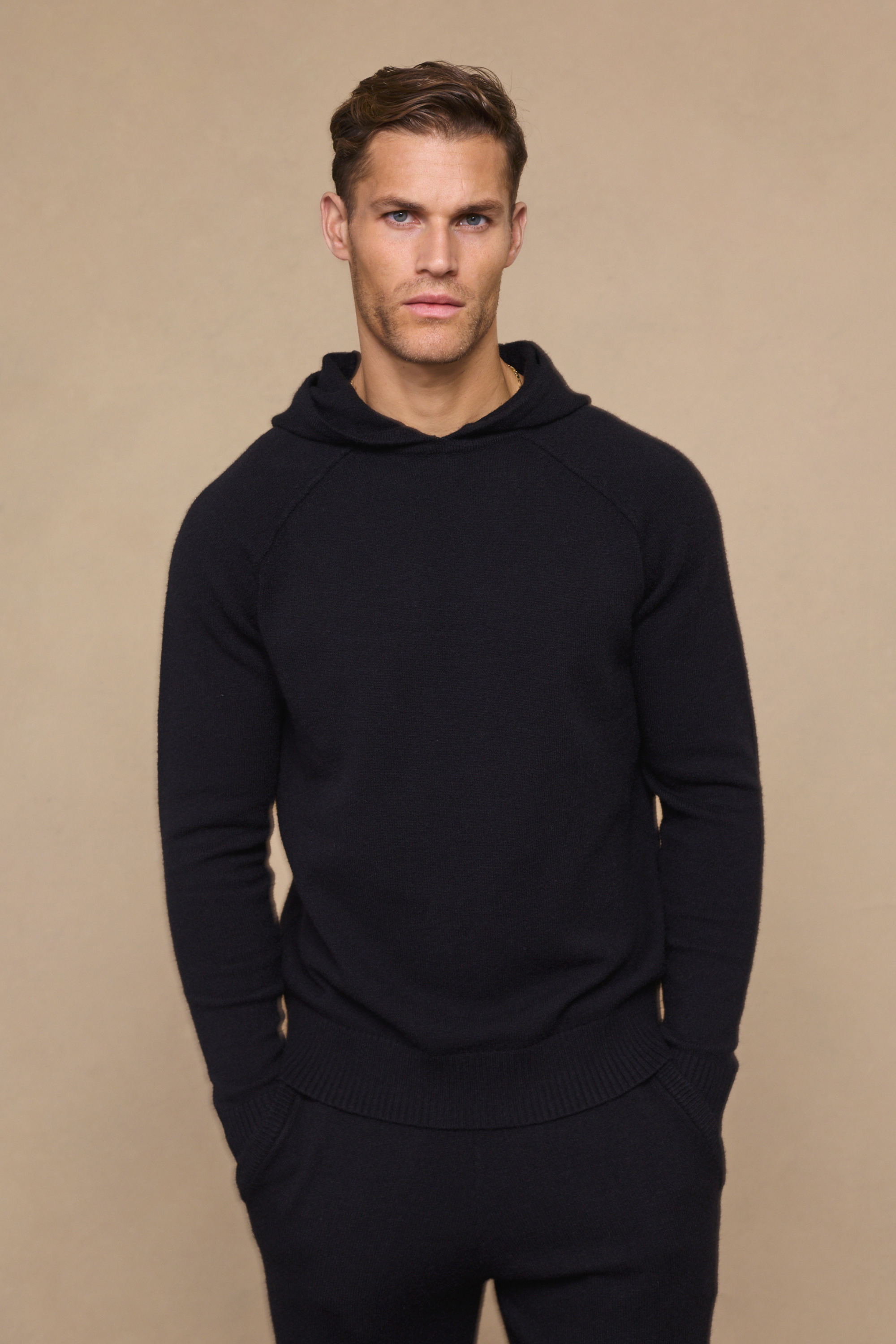 Black Rowan Knit Hoodie
