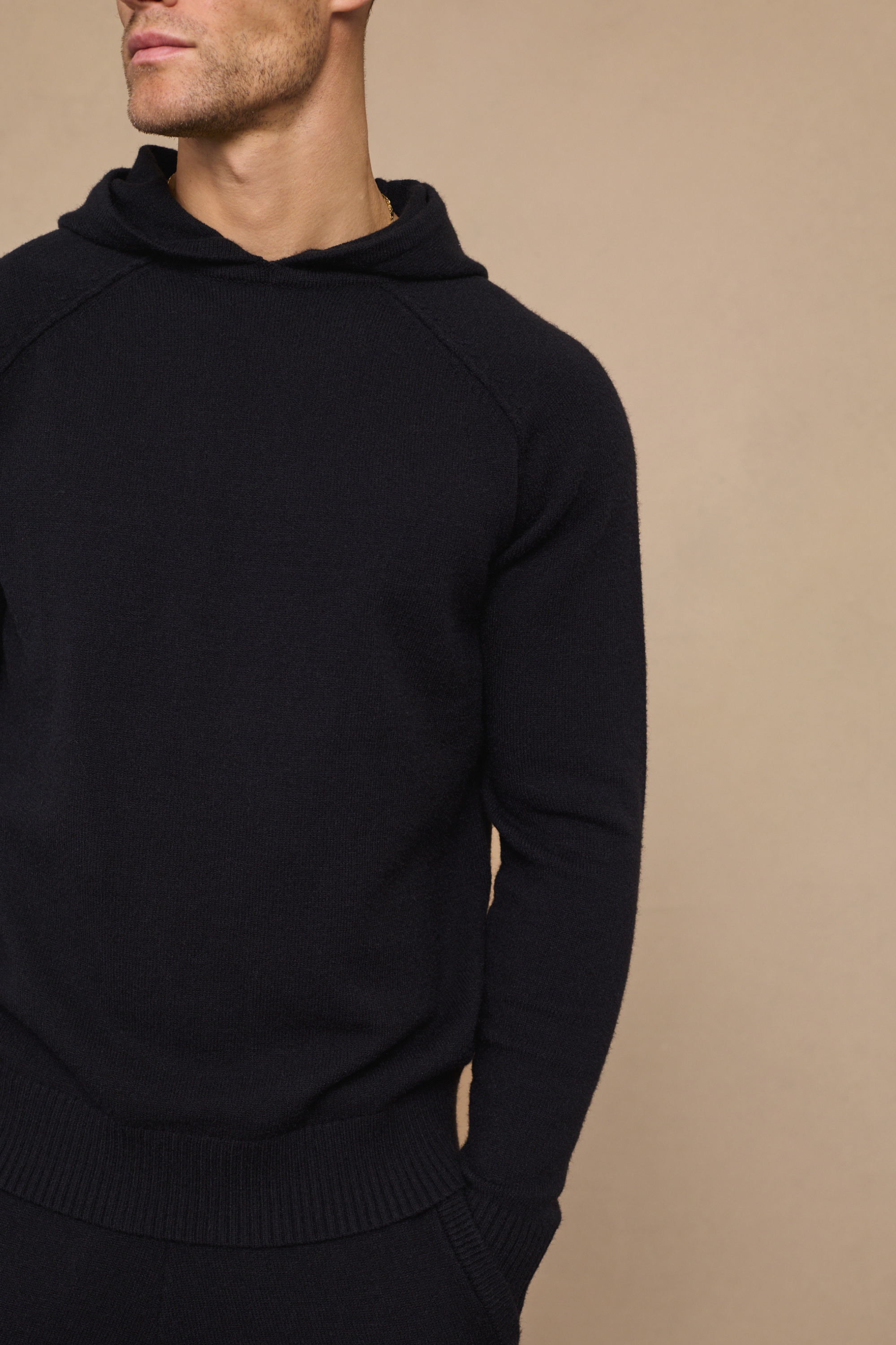 Black Rowan Knit Hoodie