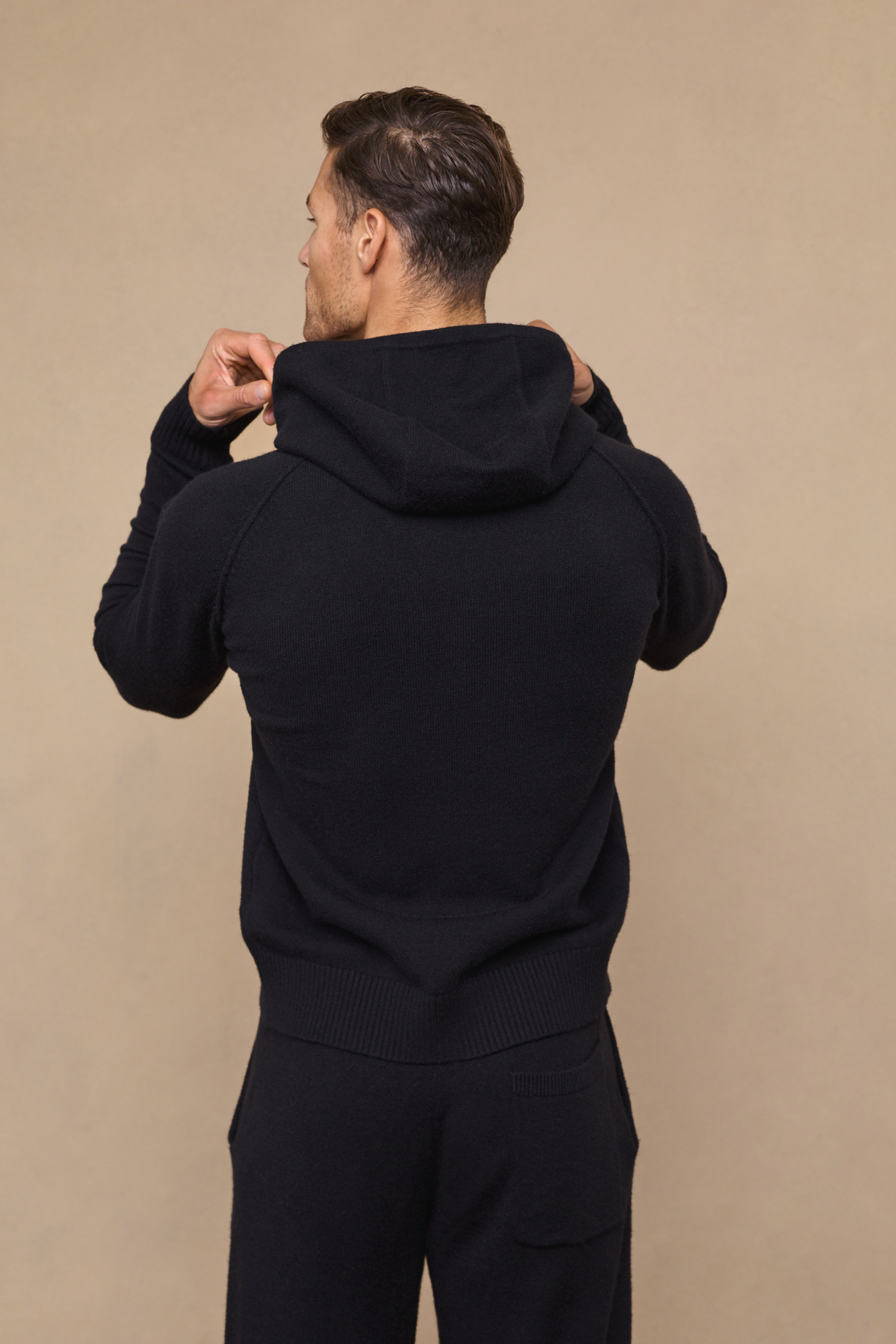 Black Rowan Knit Hoodie