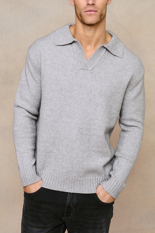 Dylan Chunky Knit Sweater - Grey Marl