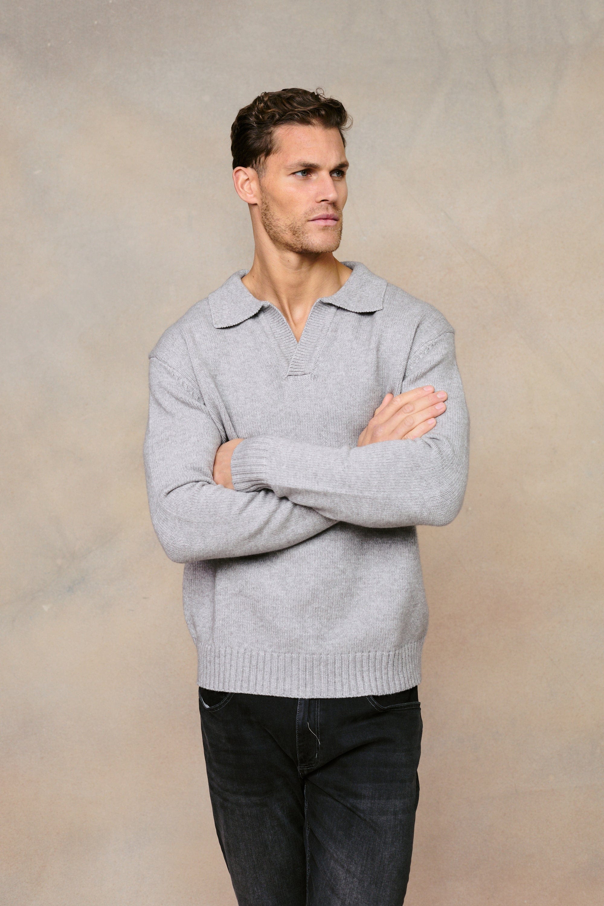 Dylan Chunky Knit Sweater - Grey Marl