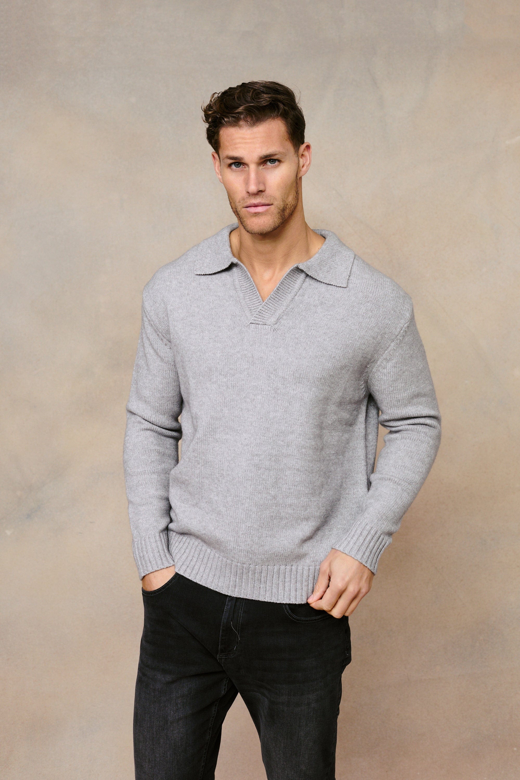 Dylan Chunky Knit Sweater - Grey Marl