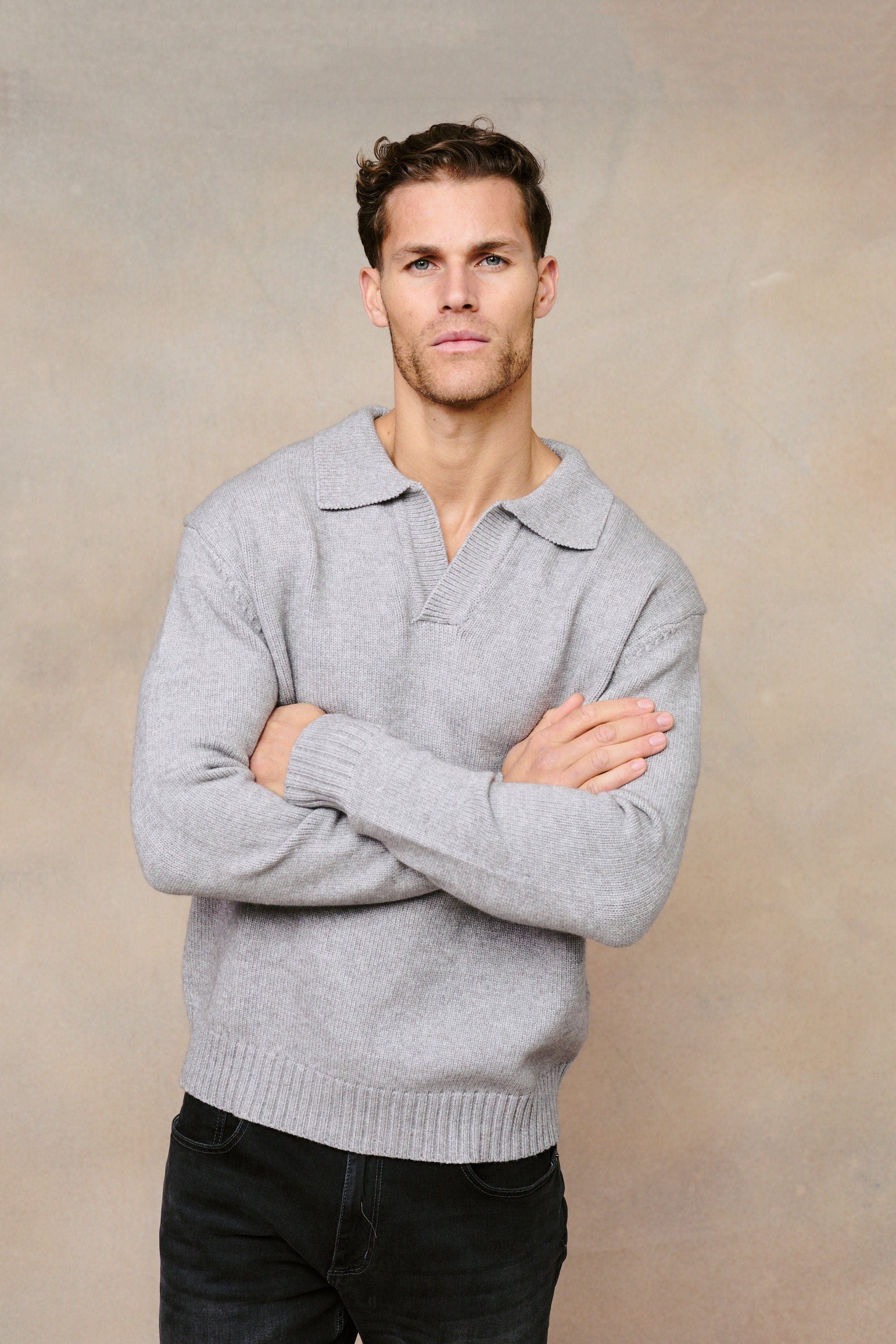 Dylan Chunky Knit Sweater - Grey Marl