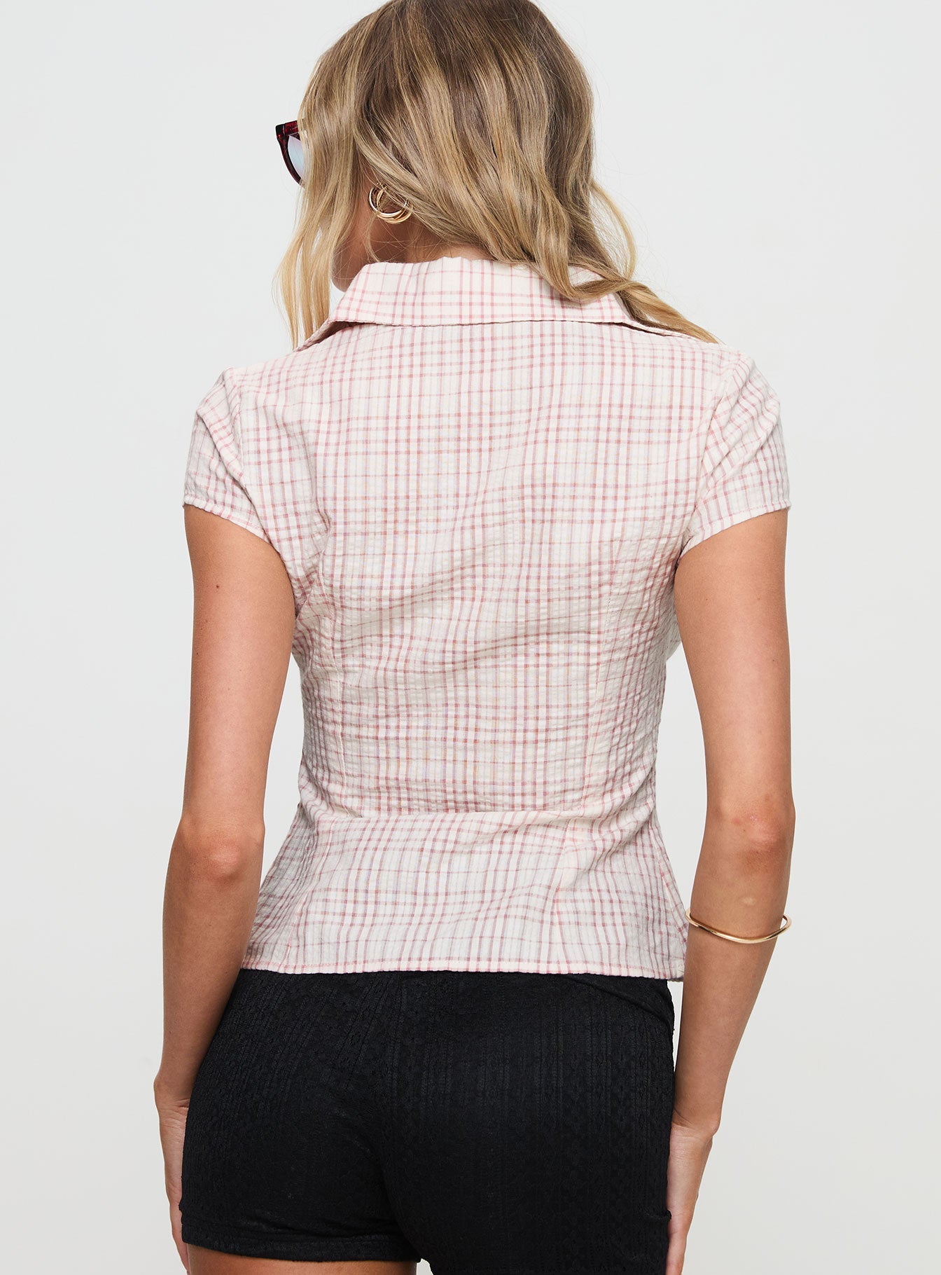 Pink Check Blouse