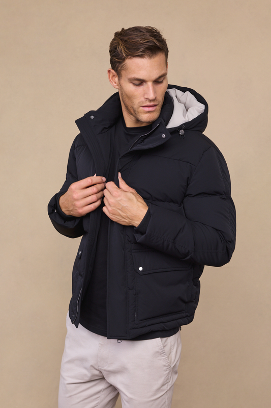 Everetto Black Down-Filled Puffer Jacket