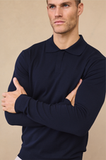 Navy Andre Long Sleeve Button-Up Polo 6