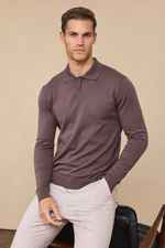 Mocha Andre Long Sleeve Button-Up Polo 2