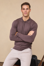 Mocha Andre Long Sleeve Button-Up Polo 3