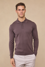 Mocha Andre Long Sleeve Button-Up Polo 6
