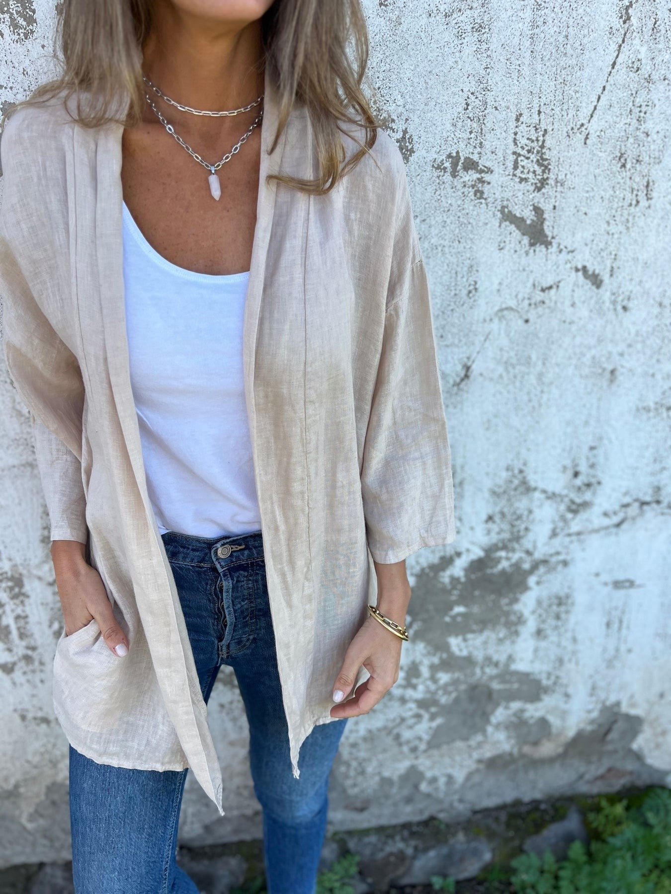 Ruffled Linen Vest
