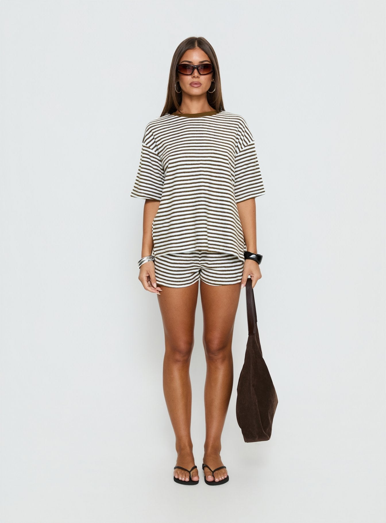 Terry Towelling Oversized Tee — Multi Stripe